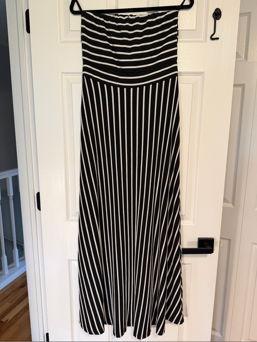 West Kei Black and White Striped Maxi Dress